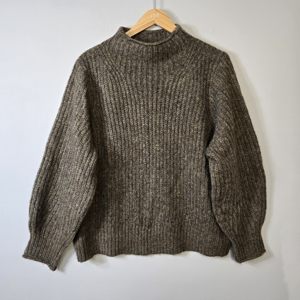 Madewell Plus Loretto Mockneck Sweater Sz 3X Womens Wool Blend Fisherman Ribbed